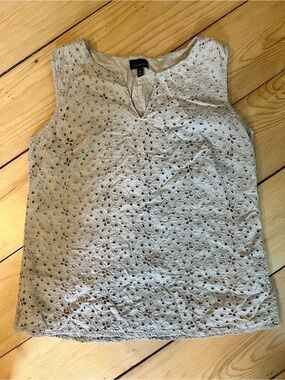 Talbots Cream Eyelet Sleeveless Top